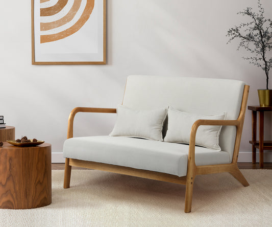 Armchair Couch Pillows 2 Seater Fabric Beige