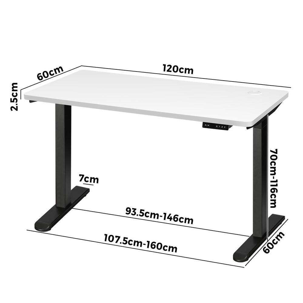 Adjustable Standing Desk Dual Motor 120cm Black and White