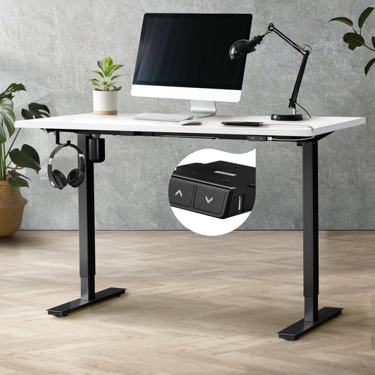 Electric Standing Desk Single Motor 150cm Black and White