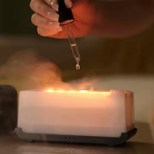 Flame Aromatherapy Humidifier Mini Diffuser with LED Light and Timer
