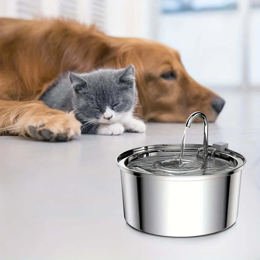 Stainless Steel Pet Water Feeder Cat Dog Automatic Filter Fountain