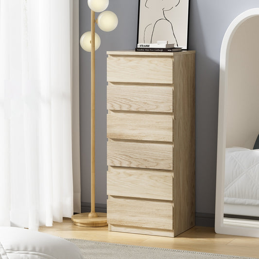 Natural Tallboy Dresser Table with 6 Chest of Drawers
