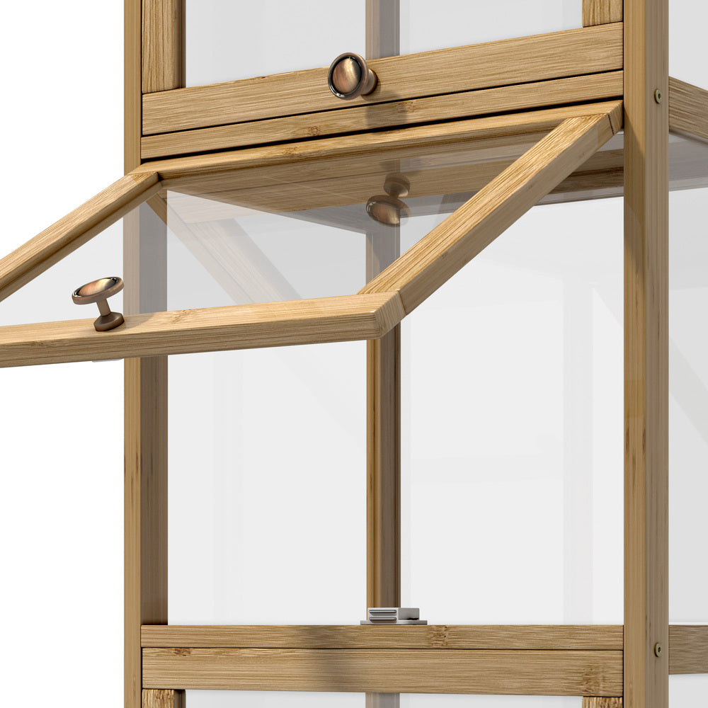 Oak Slim Display Cabinet with 5-Tier Clear Shelves
