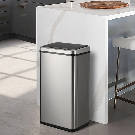 Silver 40L Automatic Motion Sensor Rubbish Bin