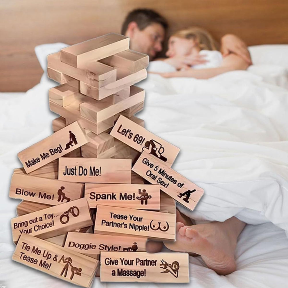 Valentine Tumbling Tower Stacking Blocks Game For Adults Couples Night Party