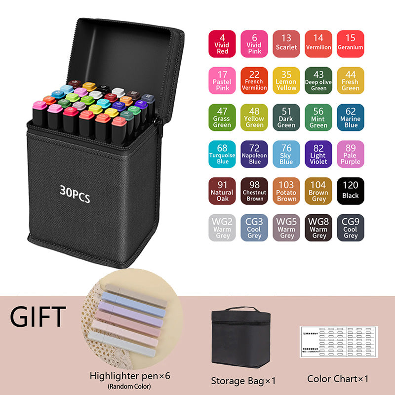 Dual Tip Permanent Art Sketch Markers for Illustration - 12-120 Colors Available
