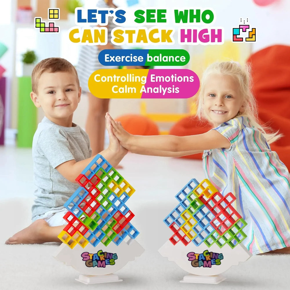 Balance Building Blocks Stacked Tetra Tower Game