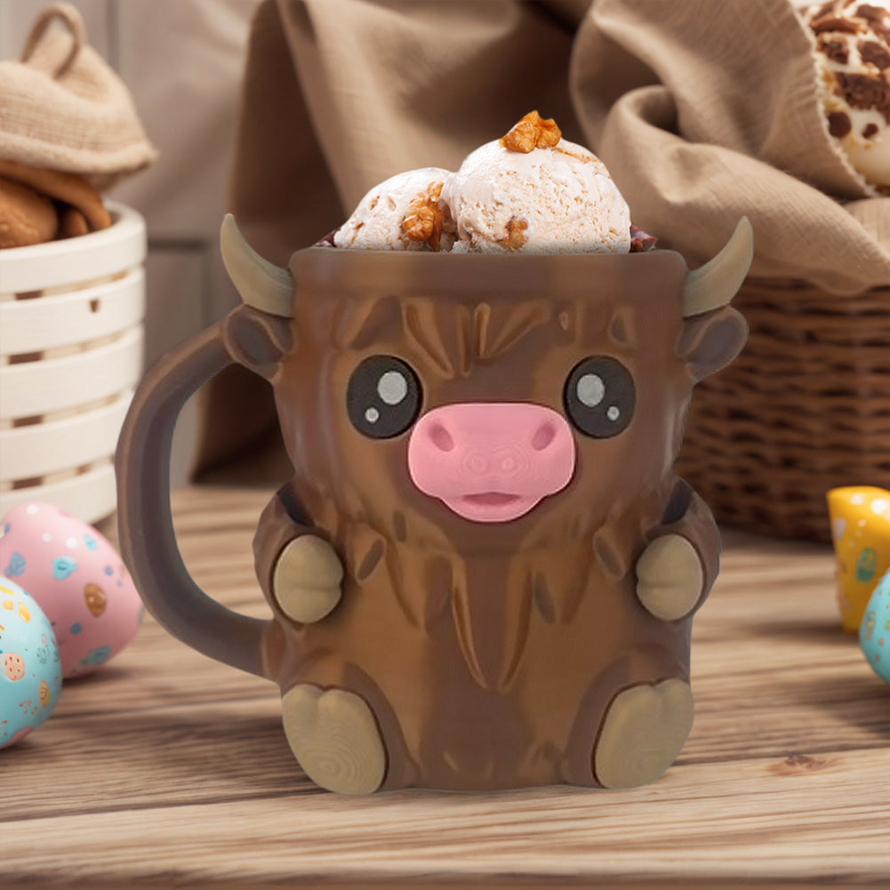 3D Printed Highland Cow Ice Pint Holder Dessert Cup