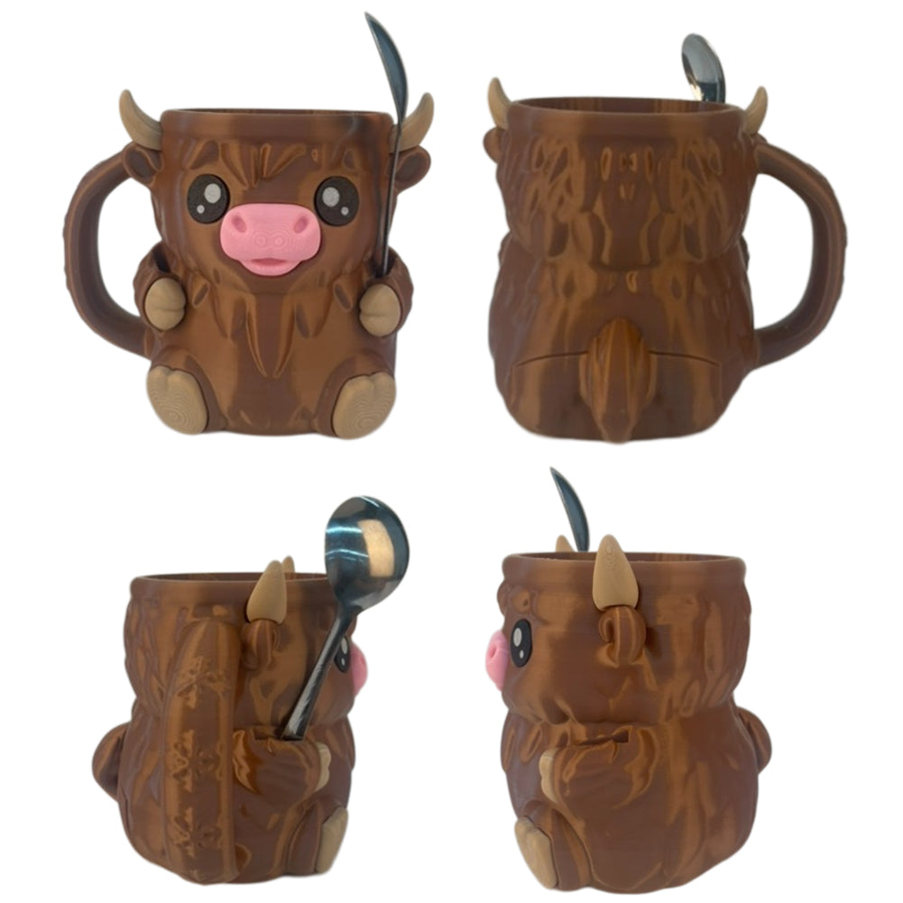 3D Printed Highland Cow Ice Pint Holder Dessert Cup