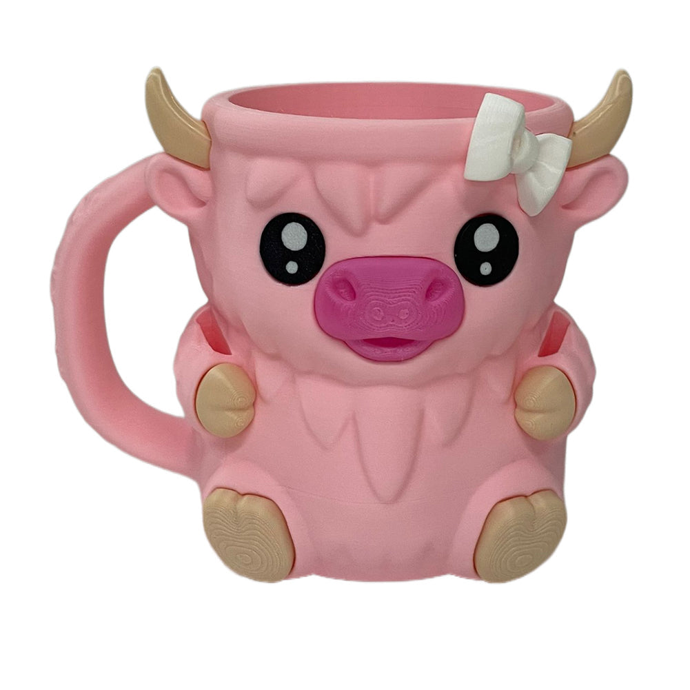 3D Printed Highland Cow Ice Pint Holder Dessert Cup