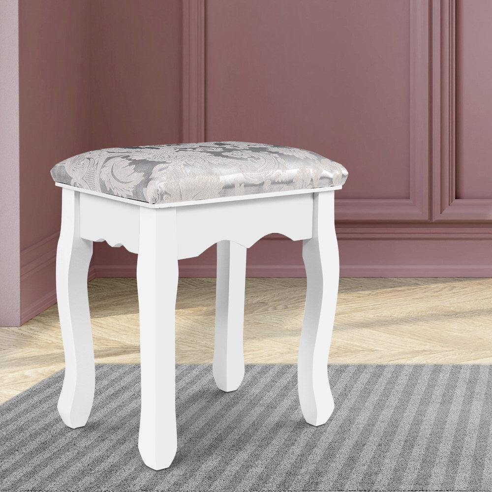Velvet White Dressing  Stool