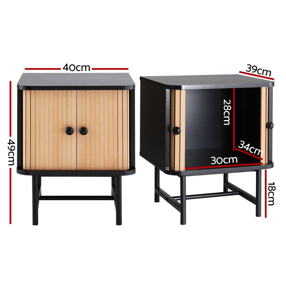 Artiss Bedside Table with Sliding Doors