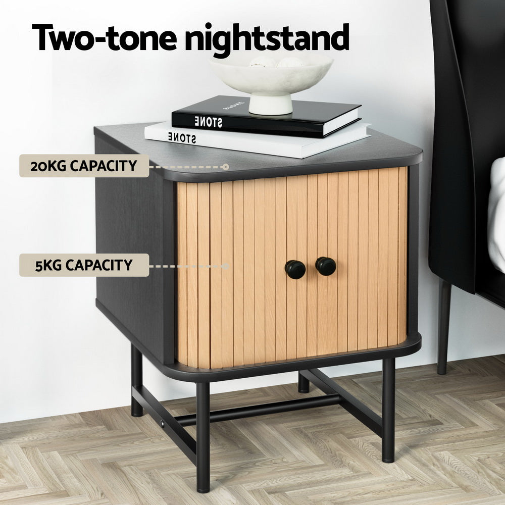 Artiss Bedside Table with Sliding Doors