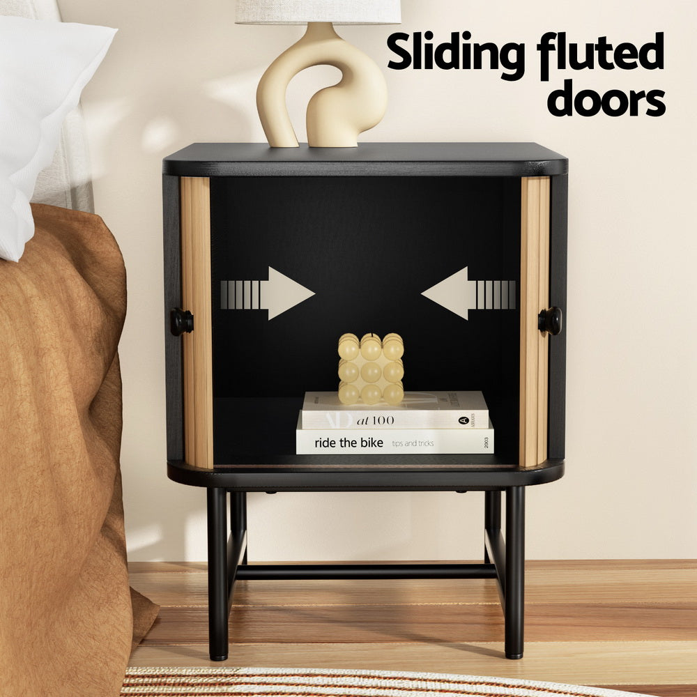 Artiss Bedside Table with Sliding Doors