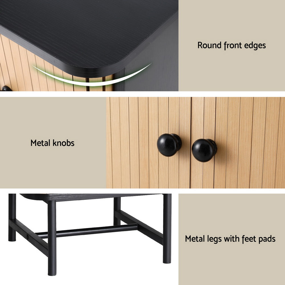 Artiss Bedside Table with Sliding Doors