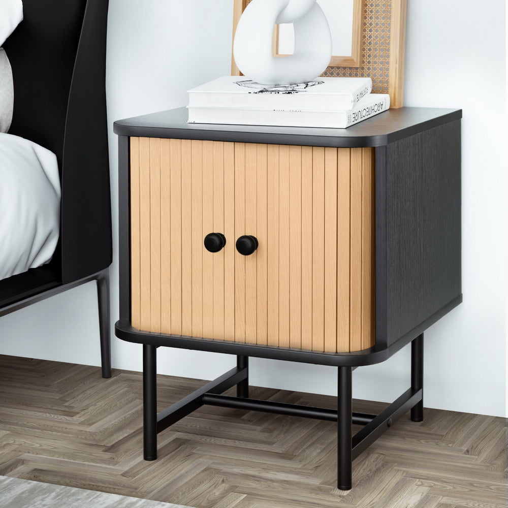Artiss Bedside Table with Sliding Doors