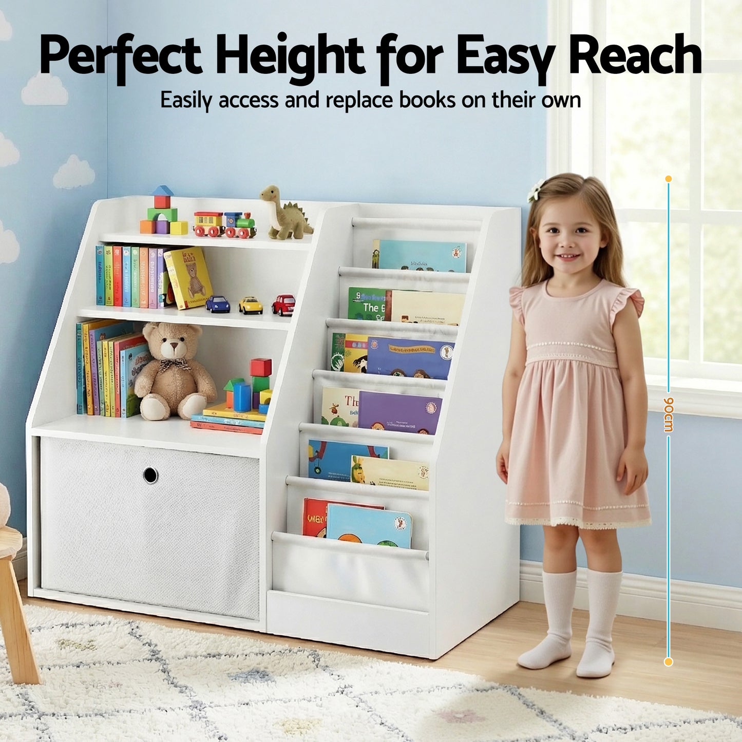 Children Bookcase w Drawer White