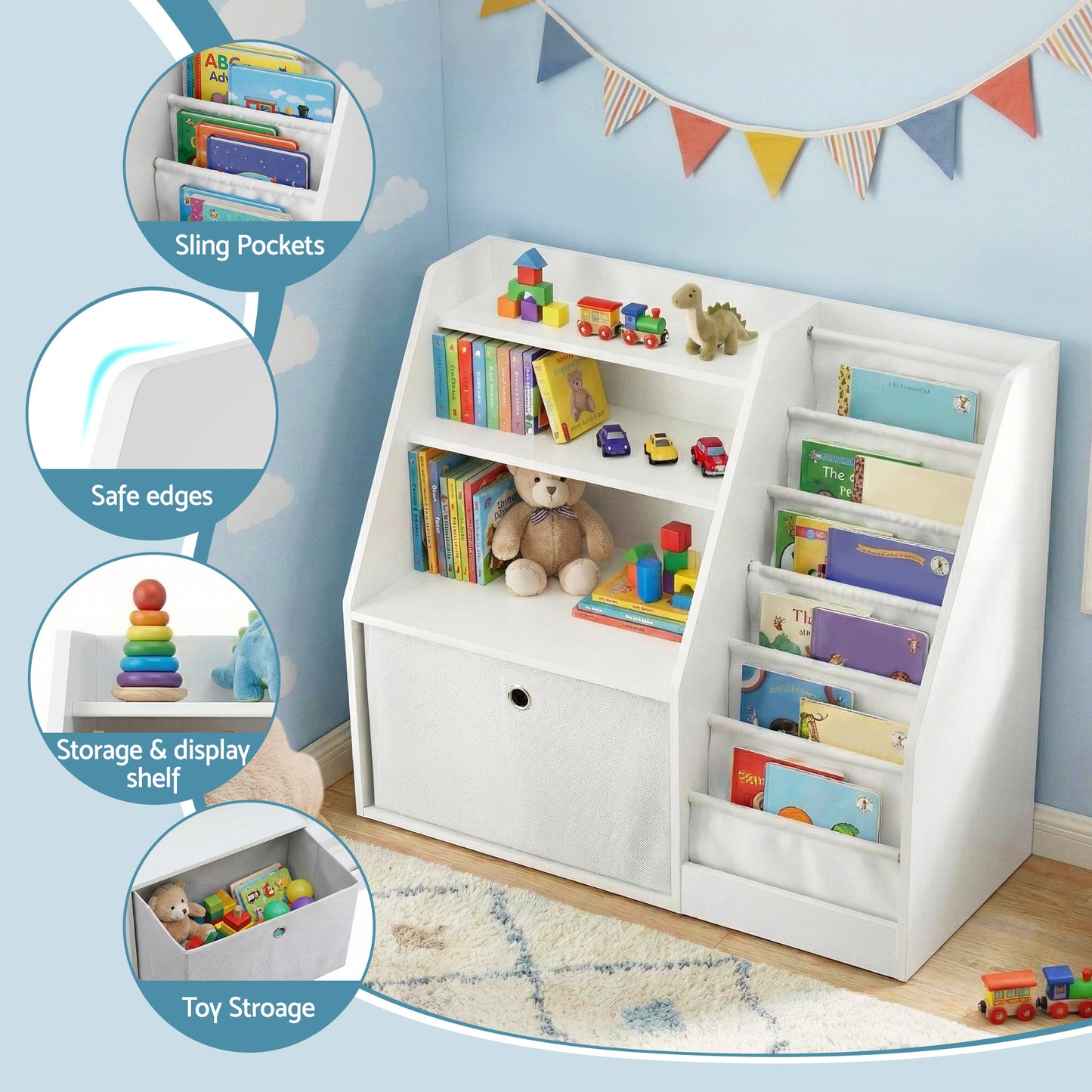 Children Bookcase w Drawer White
