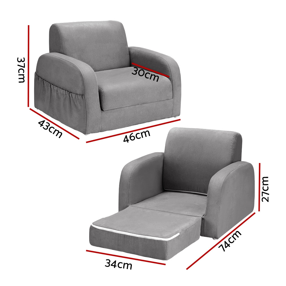 1 Seater Flip Open Couch w Armchair Grey