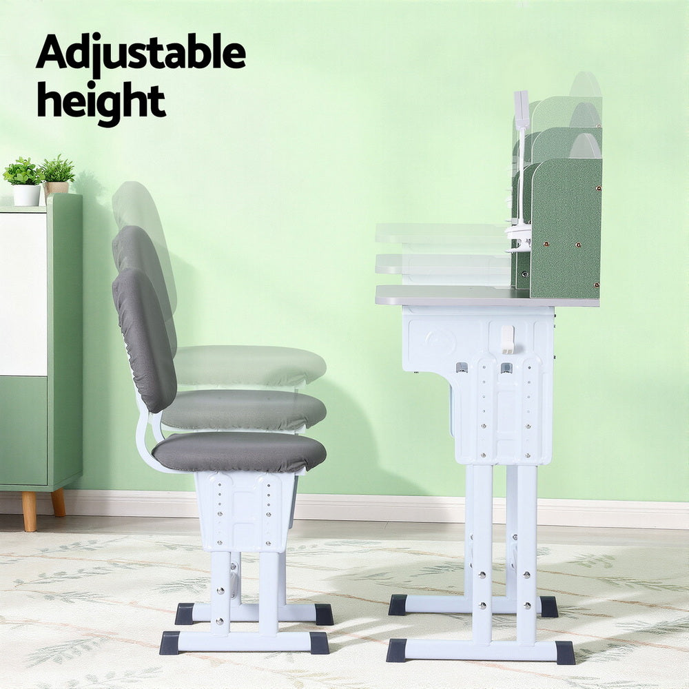 Ergonomic Study Desk Set Adjustable Table LED Lamp Green