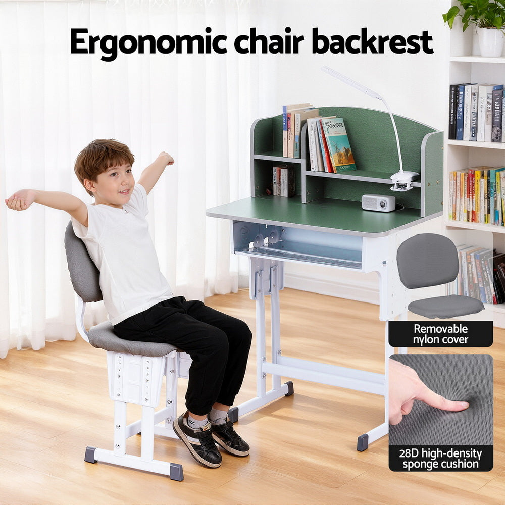 Ergonomic Study Desk Set Adjustable Table LED Lamp Green