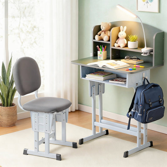 Ergonomic Study Desk Set Adjustable Table LED Lamp Green