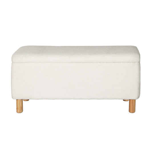 Teddy Fabric White Ottoman