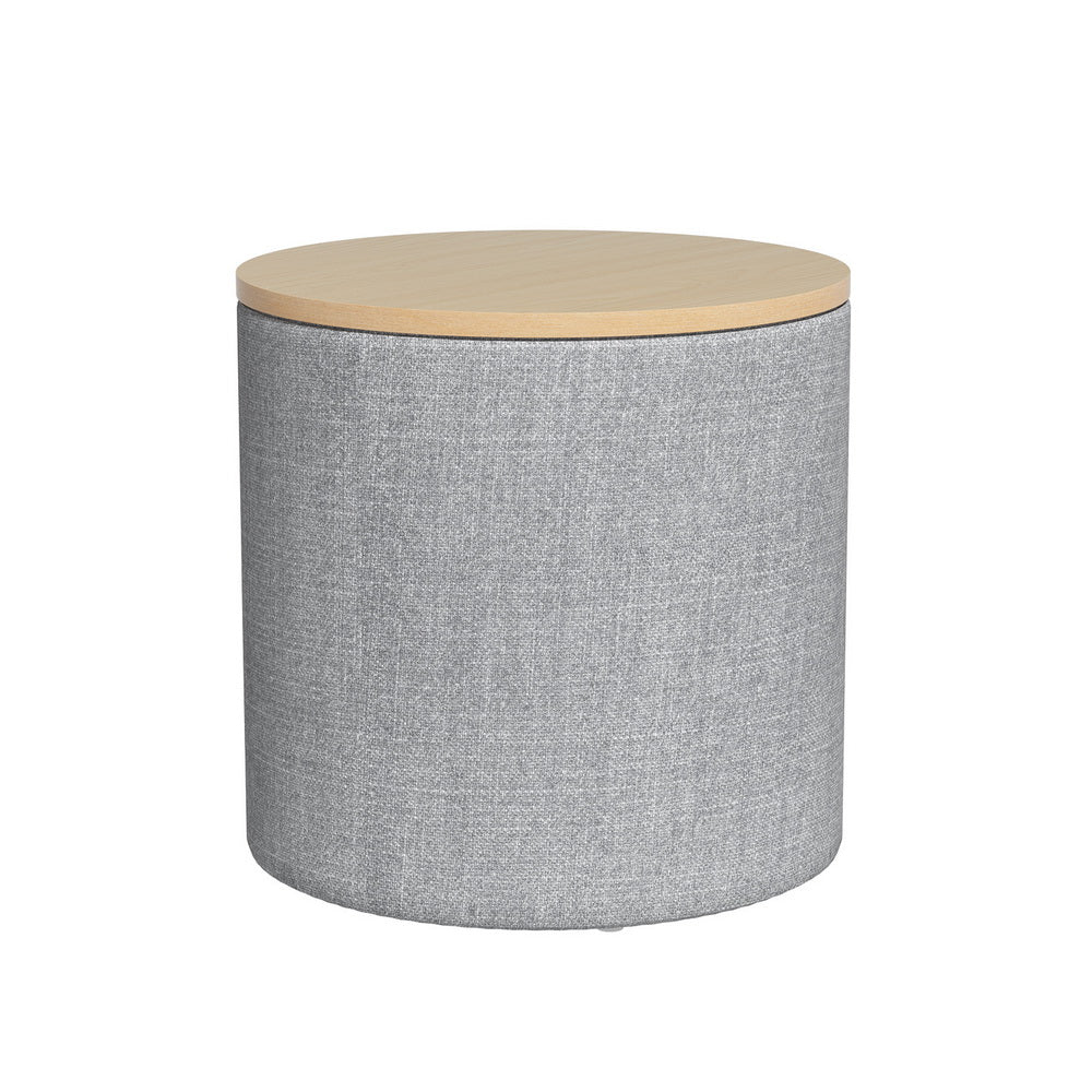 Artiss Storage Ottoman- Round Grey