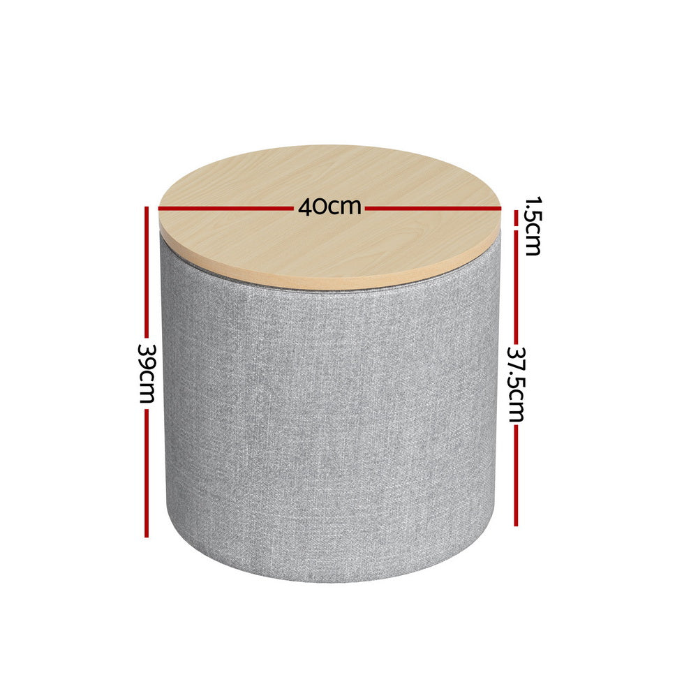 Artiss Storage Ottoman- Round Grey