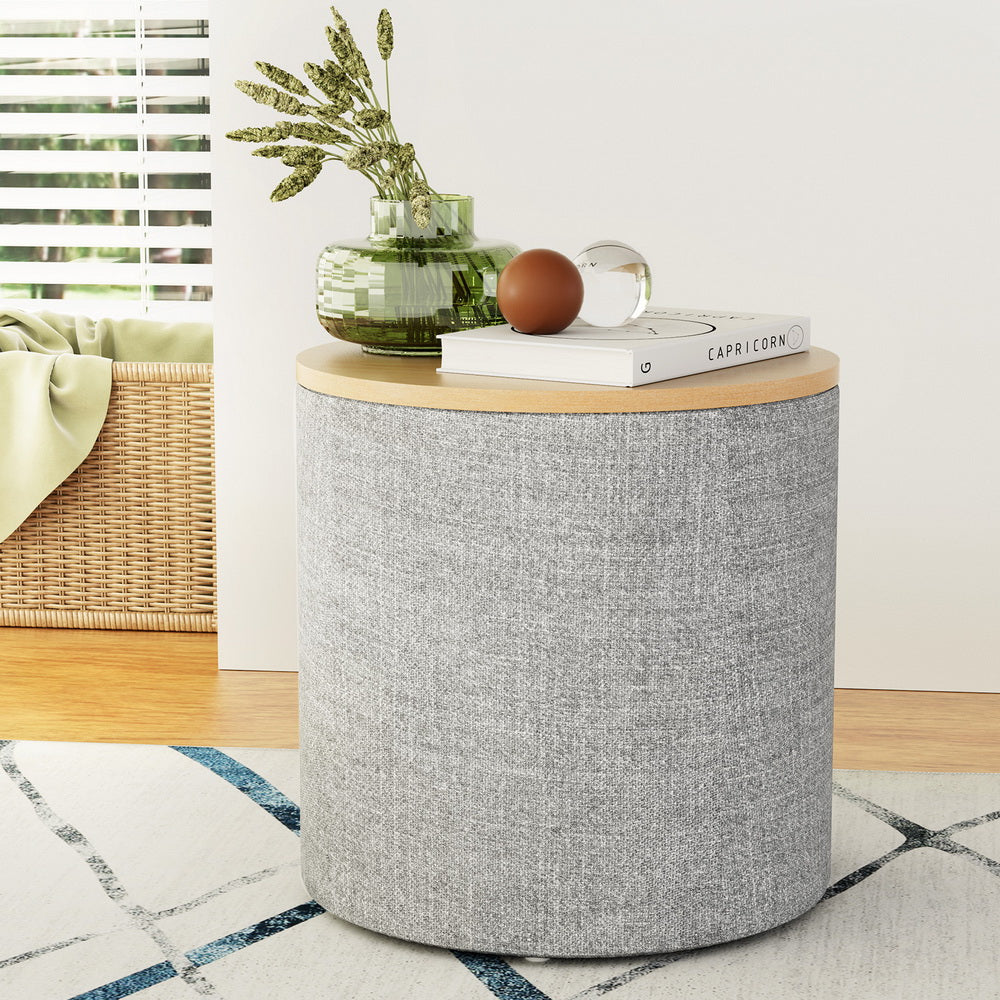 Artiss Storage Ottoman- Round Grey