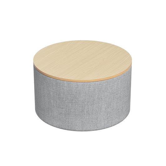 Round Grey Storage Ottoman