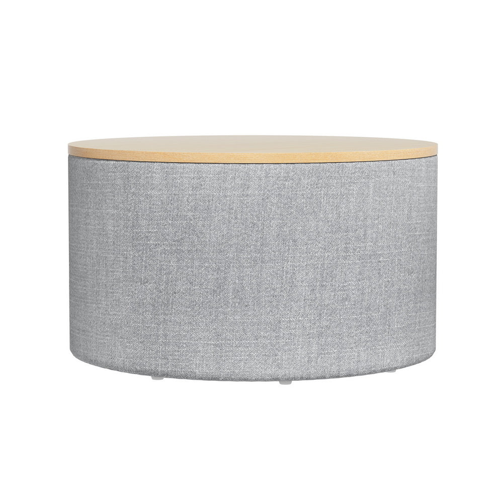 Round Grey Storage Ottoman