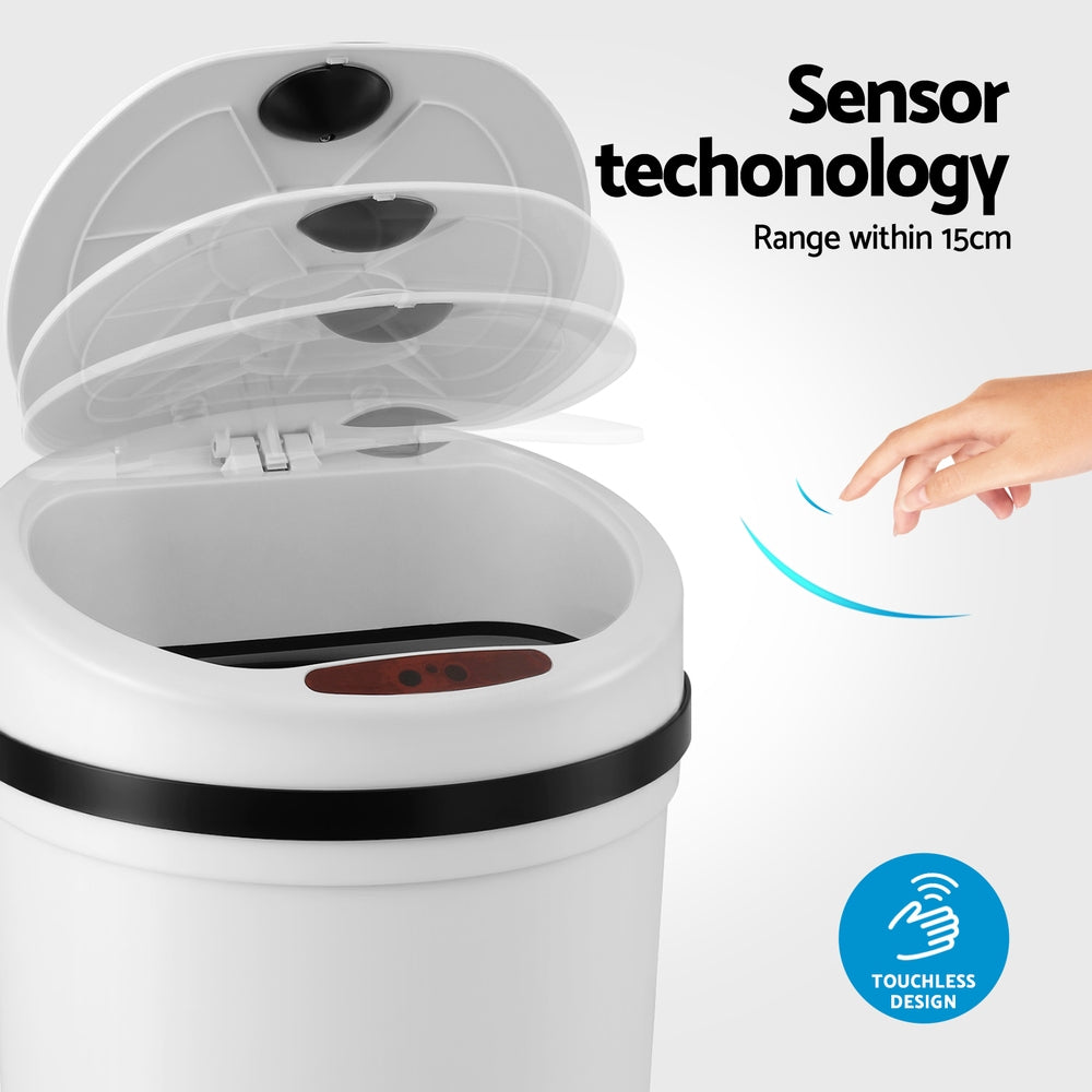 9L Sensor Bin Motion Rubbish Bins Kitchen Automatic Trash Can White