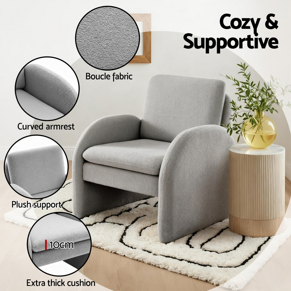 Boucle Grey Armchair