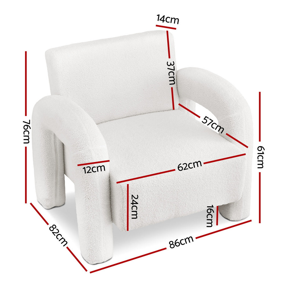Artiss Armchair Boucle White