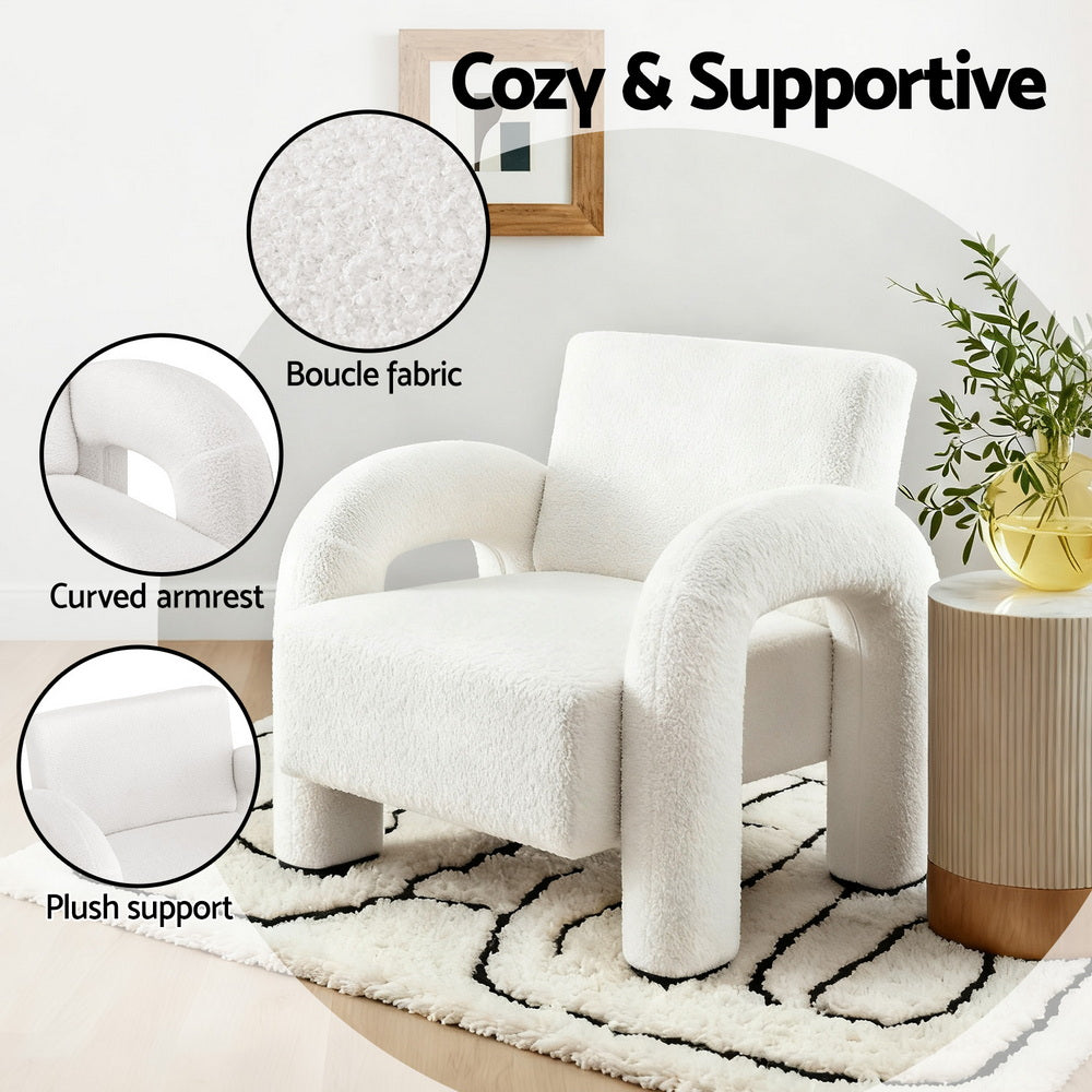 Artiss Armchair Boucle White