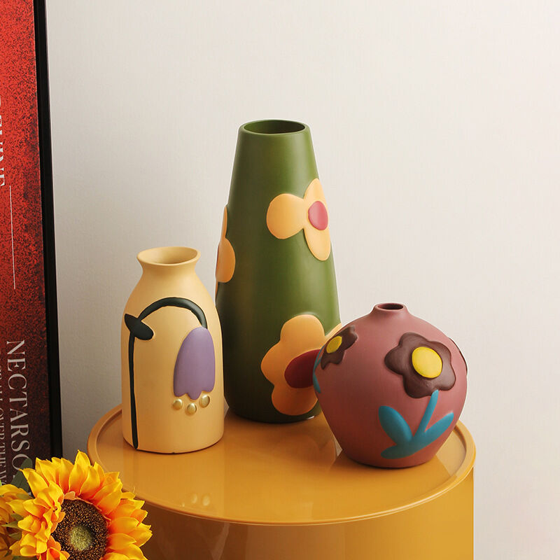 Morandi Painted Ceramic Vase Set 3-Piece