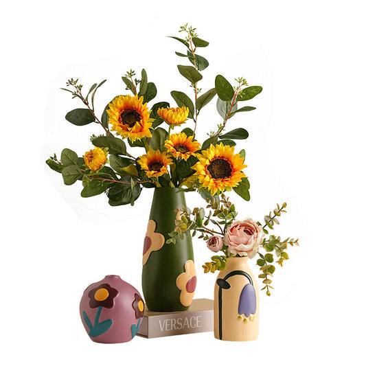 Morandi Painted Ceramic Vase Set 3-Piece