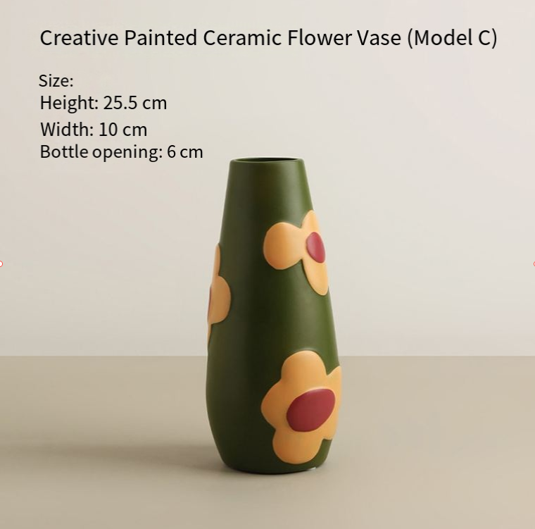 Morandi Painted Ceramic Vase Set 3-Piece