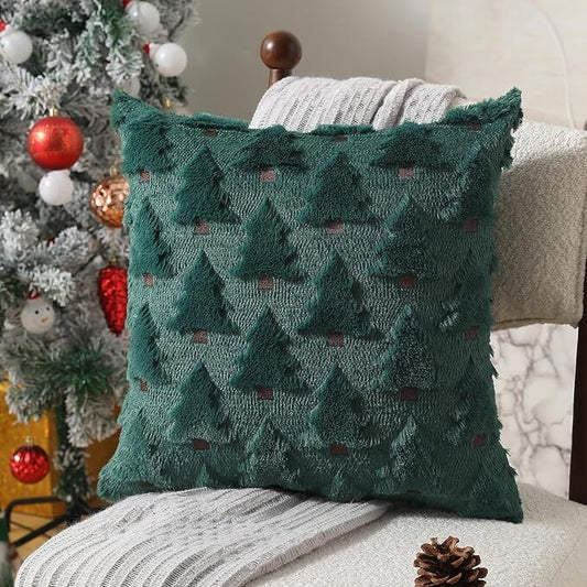 Green Christmas Throw Pillow Cover