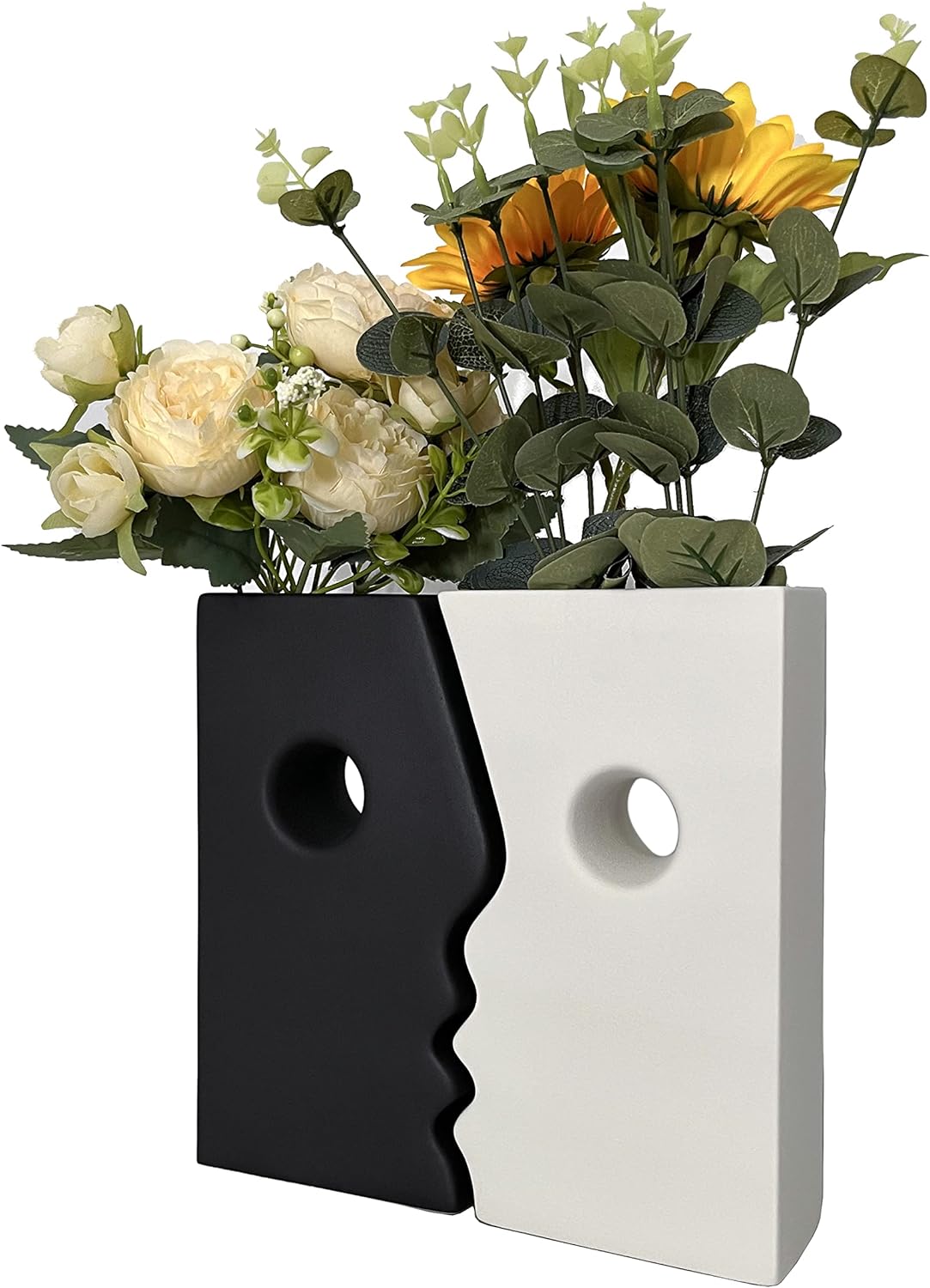 Black & White Ceramic Face Vase