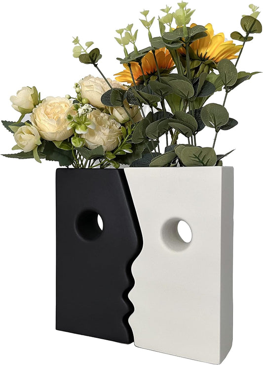 Black & White Ceramic Face Vase