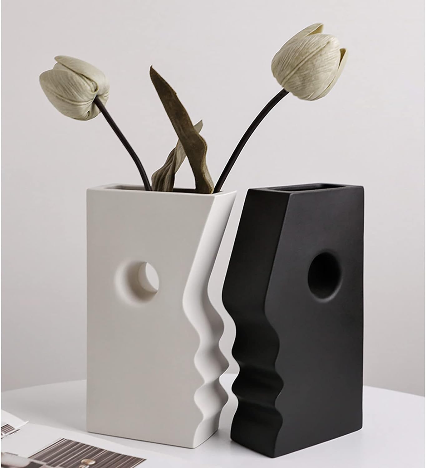 Black & White Ceramic Face Vase