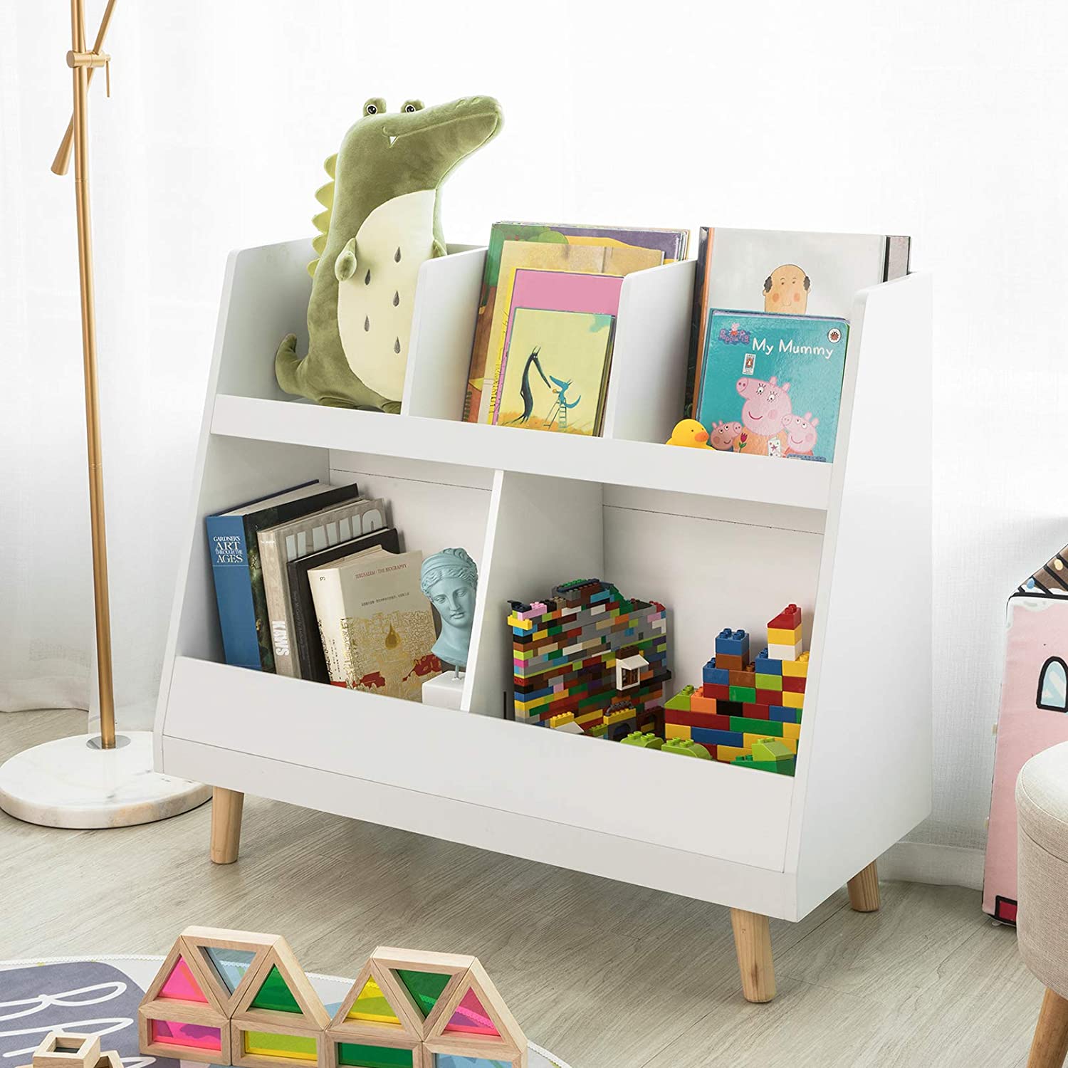Childrens Shelving Unit 5 Compartments Bookcase