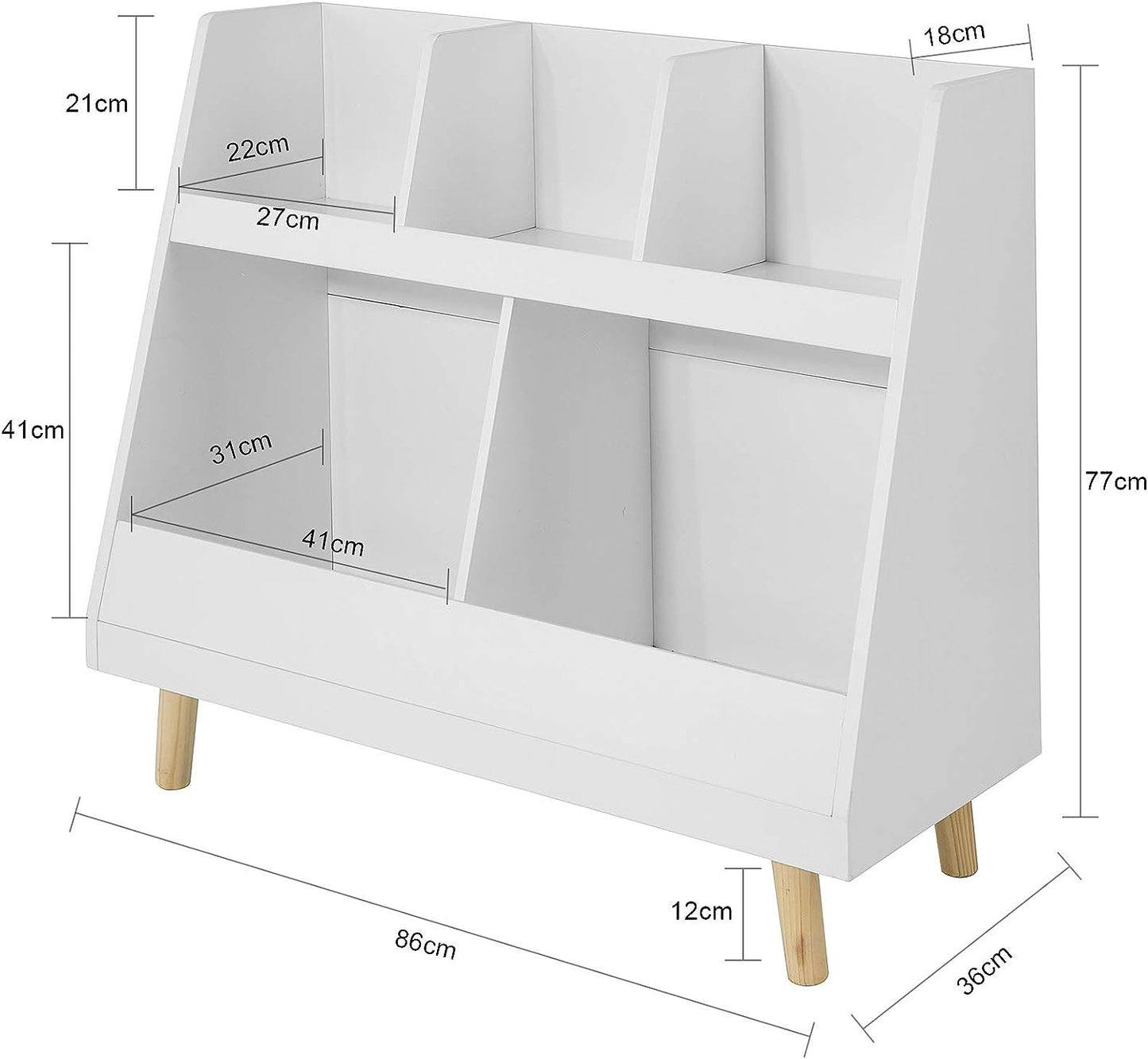 Childrens Shelving Unit 5 Compartments Bookcase
