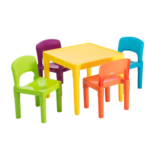 Kids Plastic 5-Piece Table & 4 Chairs Set (Multicoloured