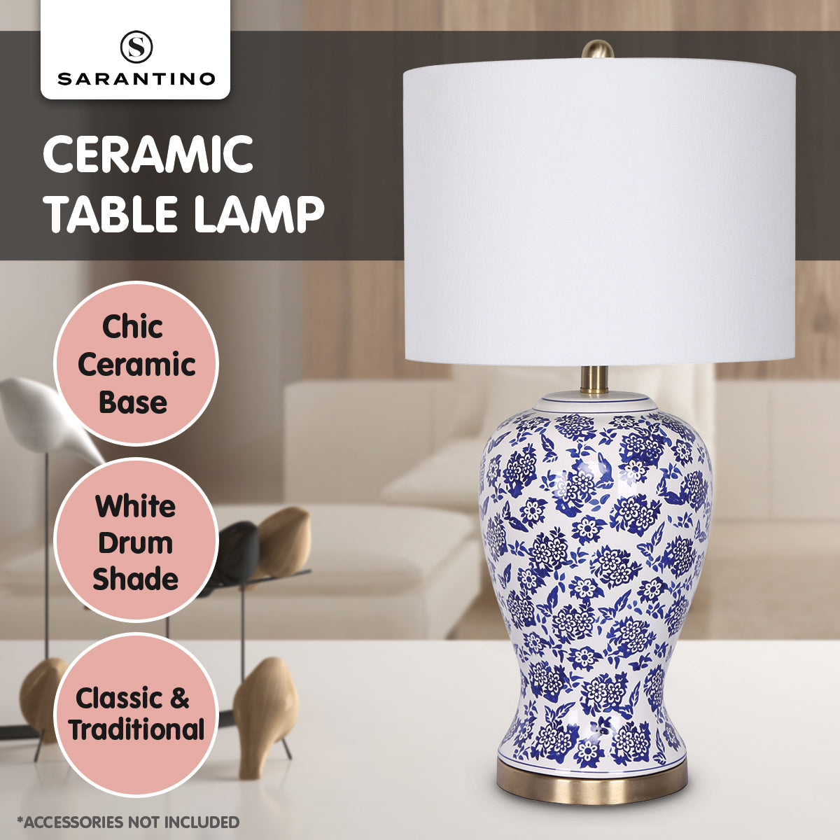Sarantino Ceramic Flora Table Lamp