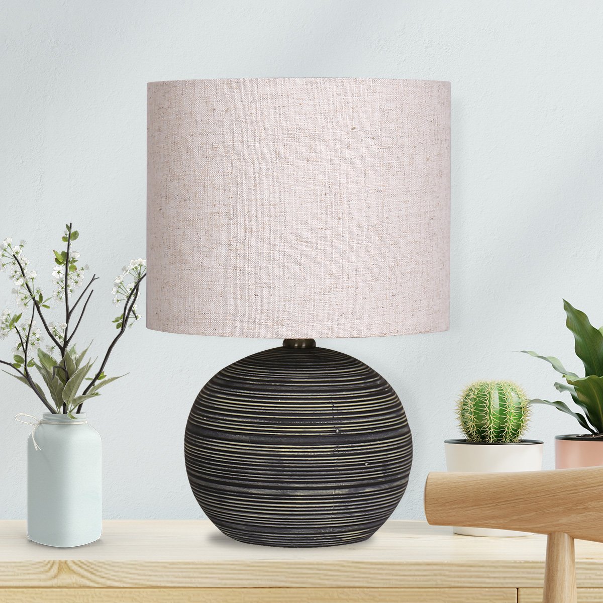 Sarantino Ceramic Table Lamp Striped Pattern