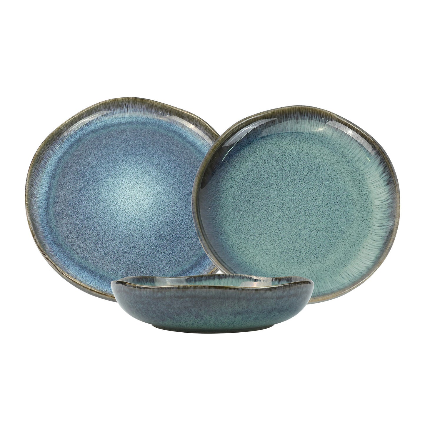 Ceramic Organic Fine Dinner Set - EARTHY AQUA
