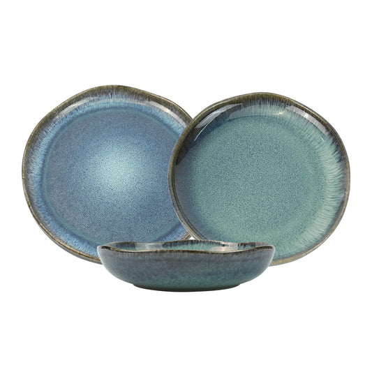Ceramic Organic Fine Dinner Set - EARTHY AQUA